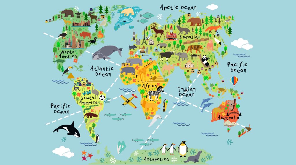 Cartoon world map - Custom Wallpaper